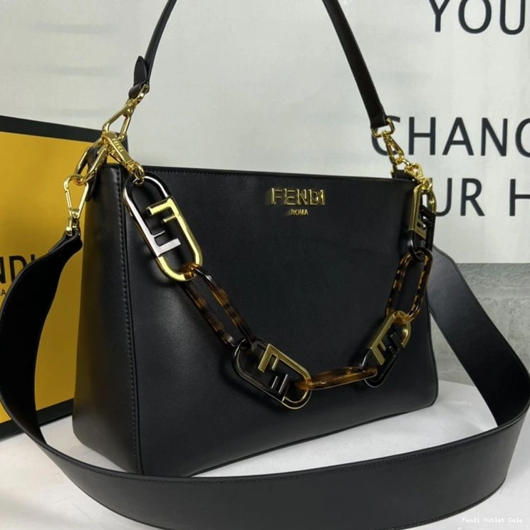 Cheap Black O'Lock Bag Leather Zip Calf Shoulder In Fendi 0728